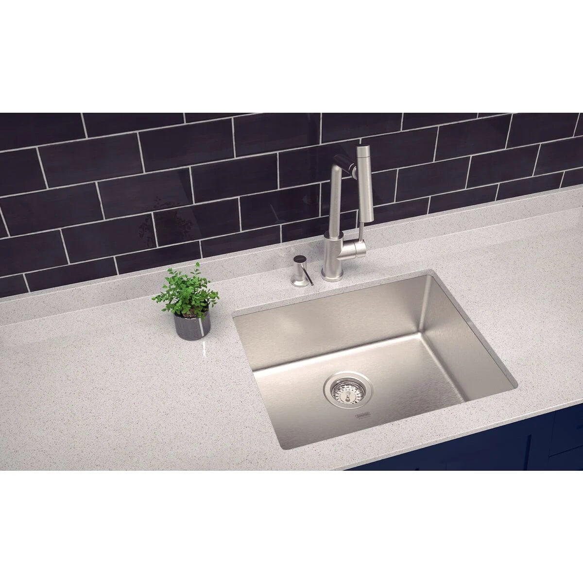 Cuba Quadrum 40x40x20 c/ Válvula - Inox Escovado - Tramontina