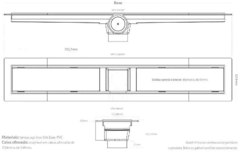Ralo Linear Smart 70cm - Oculto - Elleve