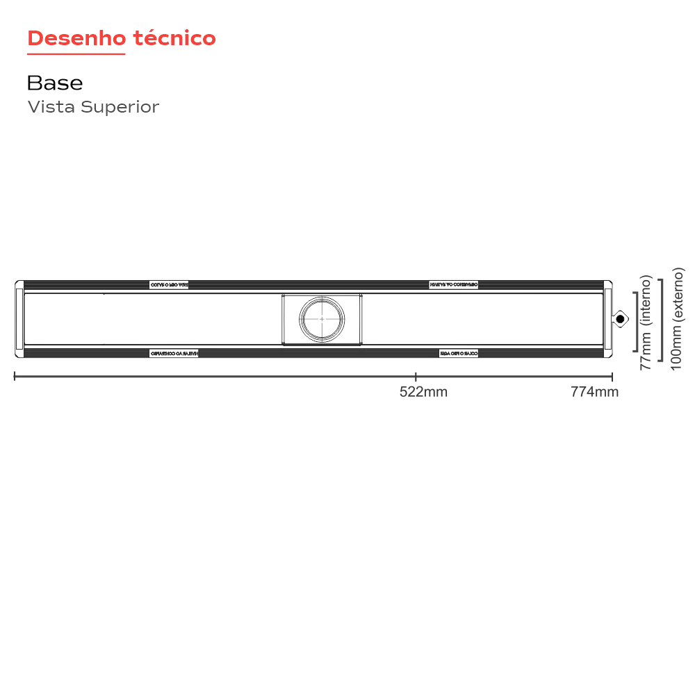 Ralo Linear Versatile Central 75cm - Oculto - Elleve