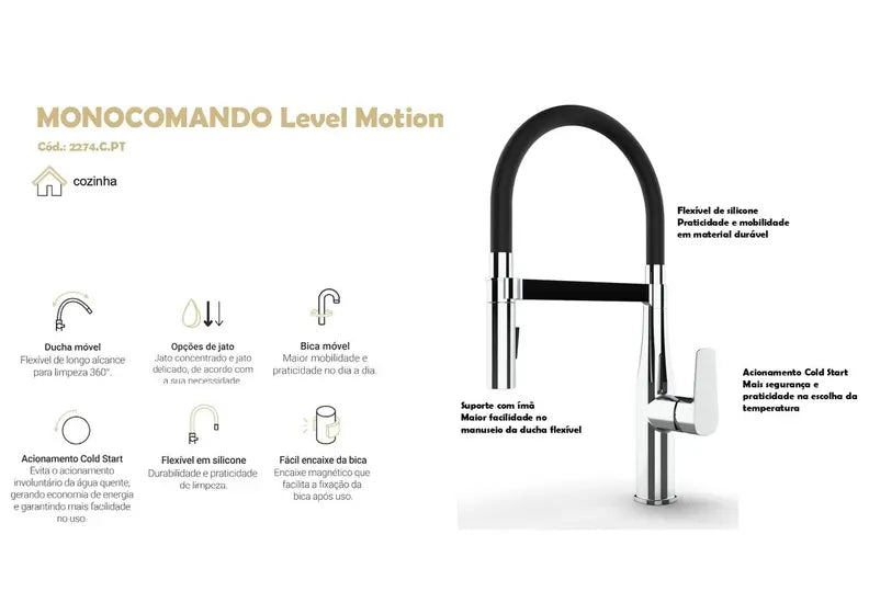 Misturador Monocomando de Mesa Level Motion - Cromado - Deca