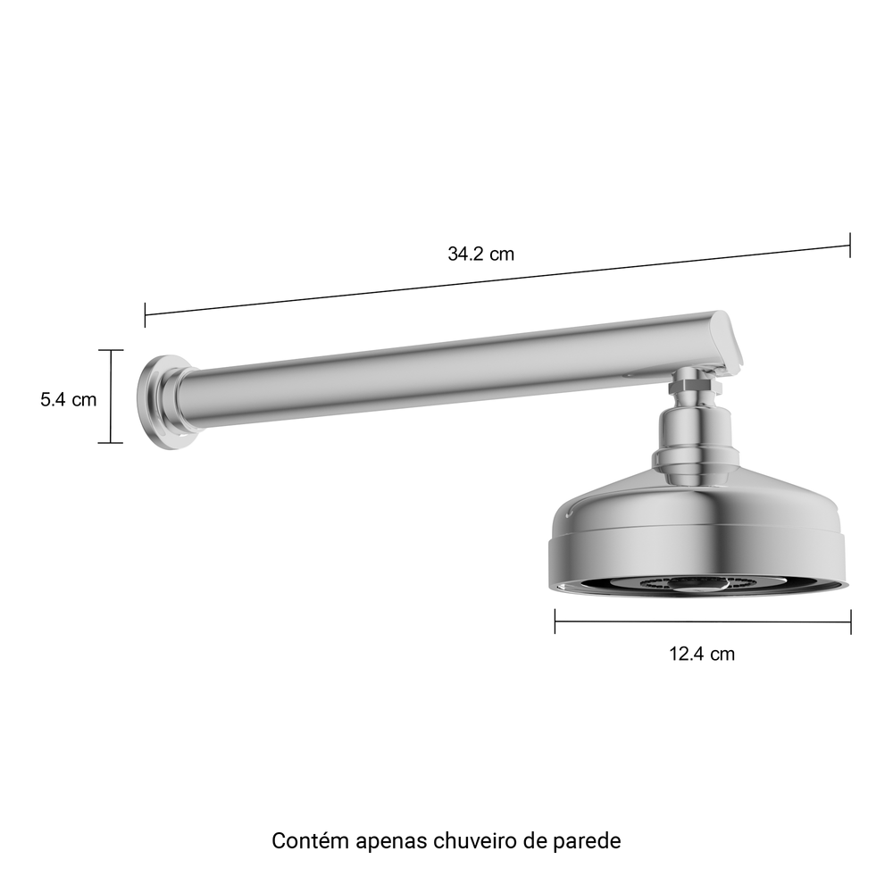 Chuveiro com Tubo Reto de Parede Acqua Plus - Cromado - Deca