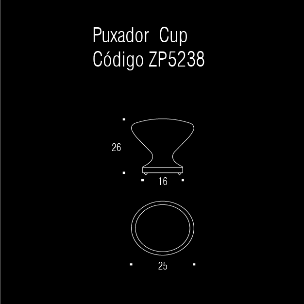 Puxador Cup Ponto Para Móveis - Cromado - Zen