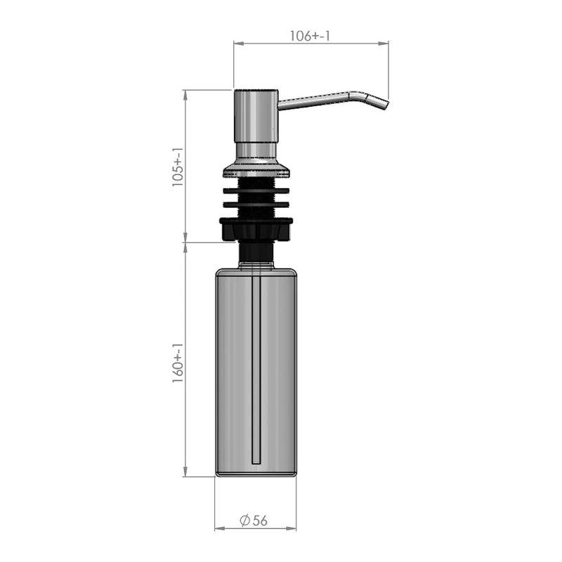Dosador de Detergente Líquido 350ml - Inox Escovado - GhelPlus