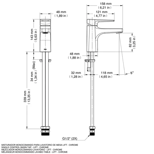 Misturador Monocomando Lift - Ônix - Docol