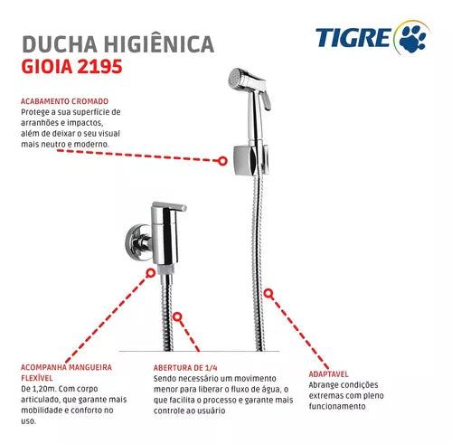 Ducha Higiênica Acqua Jet Gioia 2195 - Cromado - Tigre