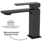 Misturador Monocomando Bica Baixa Lx2296B - Black Matte - Lexxa