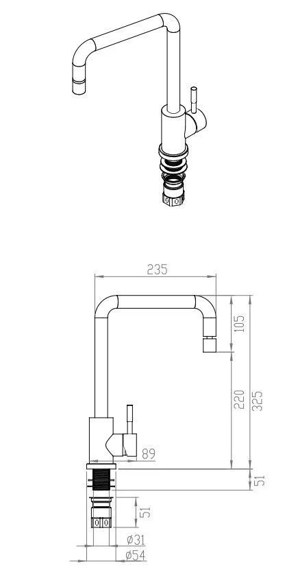 Misturador Monocomando Para Cozinha Inox Escovado - Debacco - 20.04.00181