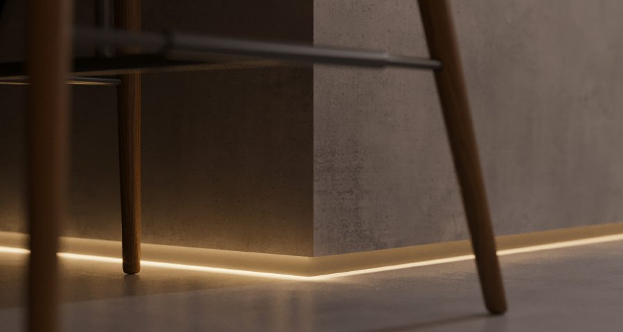 Rodapé Invertido p/ fitas de LED - Pintura Eletrostática - Preço do metro linear