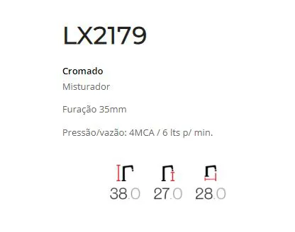 Misturador Monocomando Cozinha LX2179 - Cromado - Lexxa