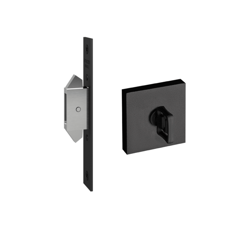 Fechadura Correr p/ Banheiro Roseta Quadrada - Preto - Pado